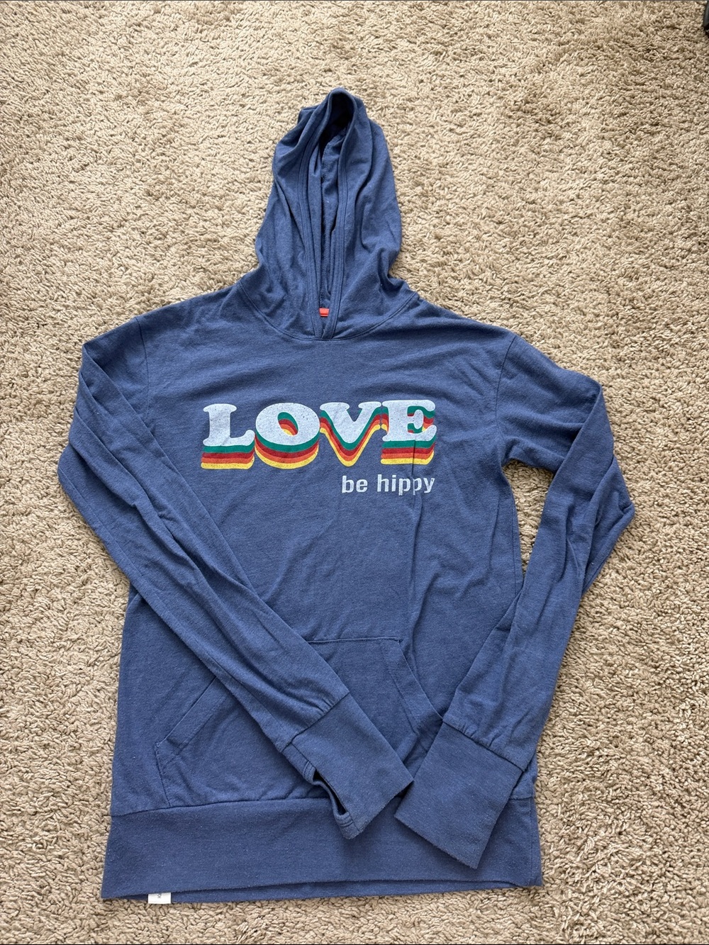 Blue 'Love Be Hippy' Lightweight Hoodie